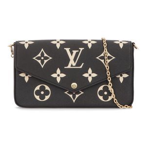 Louis Vuitton Pochette Felicie Black Beige Monogram Leather
